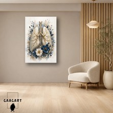 Gaagart Tekli Dikey Kanvas Tablo Mavi Çiçeklerle Akciğer Anatomisi Göğüs Hastalıkları Dekoru