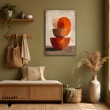 Gaagart Tekli Dikey Kanvas Tablo Turuncu Kahve Geometrik Daireler Retro Modern Soyut Duvar Dekoru