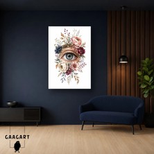 Gaagart Tekli Dikey Kanvas Tablo Çiçek Tacı Içinde Göz Anatomisi Estetik Tasarım
