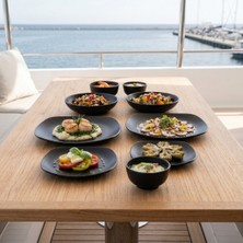 Happy Chef Obsidian 8 Parça Yemek Takımı, Çanta Hediyeli, Thermoset Melamin