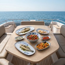 Happy Chef Selva Blue 7 Parça Yemek Takımı, Çanta Hediyeli, Thermoset Melamin