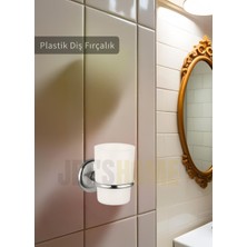 Jet's Home Plastik Diş Fırçalık Paslanmaz Lüks Diş Fırçası Tutacağı Krom