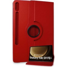 Ozkr Store Samsung Galaxy X610 Tab S9 Fe Plus 12.4 Kılıf 360 Tablet Deri Kılıf - Kırmızı