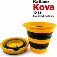 Sgs Katlanabilir Silikon Kova - Taşınabilir Su Kamp Piknik Temizlik Kovası 12 Lt