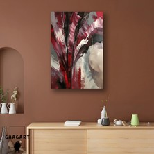 Gaagart Tekli Dikey Kanvas Tablo Bordo Siyah Beyaz Fırça Darbeleri Soyut Sanat