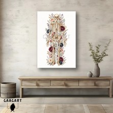 Gaagart Tekli Dikey Kanvas Tablo Botanik Çiçekler Içinde Insan Iskeleti Anatomi Görseli