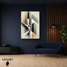 Gaagart Tekli Dikey Kanvas Tablo Siyah Bej Geometrik Mimari Formlar Soyut Tasarım