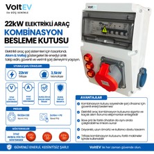 VoltEV 22kW Akım & Voltaj Göstergeli EV Elektrikli Araç Şarj İstasyonu Koruma Panosu - AC Kombinasyon Kutusu