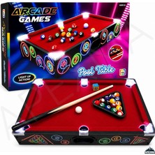 Apexma Masaüstü Portatif Taşınabilir Pilli LED Işıklı Bilardo Masa Oyun Seti