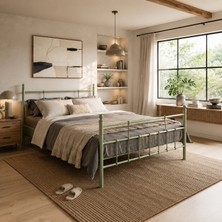 Unimet Lalas Metal Karyola - Yeşil - Konik Geçme - Konfor Destekli Latalı - 140X190/140X200/150X200/160X200