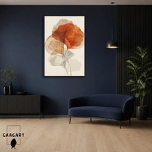 Gaagart Tekli Dikey Kanvas Tablo Turuncu Bej Şeffaf Yapraklar Sade Botanik Dekor
