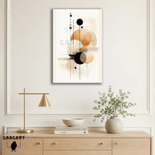 Gaagart Tekli Dikey Kanvas Tablo Siyah Turuncu Bej Daireler Modern Geometrik Soyut