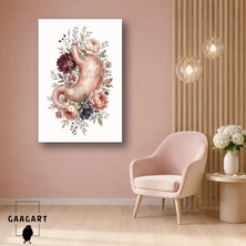 Gaagart Tekli Dikey Kanvas Tablo Çiçekli Mide Anatomisi Botanik Medikal Illüstrasyon