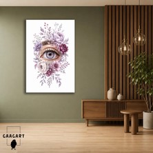 Gaagart Tekli Dikey Kanvas Tablo Mor Çiçeklerle Göz Anatomisi Göz Doktoru Klinik Dekoru