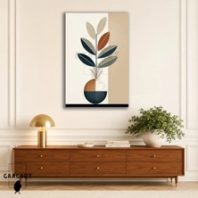 Gaagart Tekli Dikey Kanvas Tablo Geometrik Saksıda Modern Yapraklı Bitki Retro Duvar Dekoru