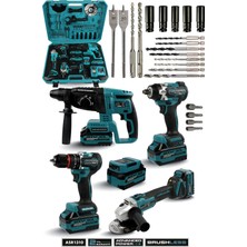 Assur Profesyonel 21V Darbeli Kömürsüz Kırıcı Delici Hilti & Taşlama & Matkap & Somun Sıkma Sökme 4'lü Set