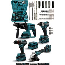 Assur Profesyonel 21V Akülü Matkap & Taşlama & Kırıcı Delici Hilti & Somun Sıkma Sökme 4'lü Set