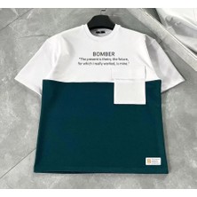Guzu & Çarşı Unisex Torba Cep Detaylı  Parçalı T-Shirt - Lacivert