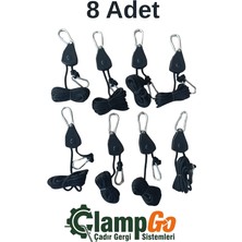 ClampGo Otomatik Kilitlemeli Kamp Çadırı Ip Gergisi – Düğüm­süz Tarp, Yan Tente ve Branda Sabitleme Sistemi 8 Adet