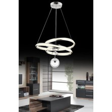 SEBA AYDINLATMA Pera Kaos Krom Küre LED Kumandalı (Beyaz, Sarı, Gün Işığı) Salon Mutfak Oturma Odası Avize SB-LD-562