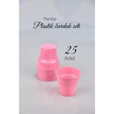 Ezupack 25'li 180 cc Pembe Renk Lüx Sert Plastik Parti Bardak Doğum Günü Sunum Davet Nişan Söz Akrilik Mika