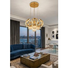 SEBA AYDINLATMA LED Avize Galaxy 4lü Gold Avize Dıamond Seri