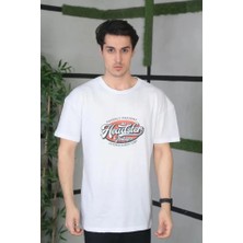 Guzu & Çarşı Unisex Baskılı Oversize T-Shirt - Beyaz