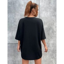 Guzu & Çarşı Unisex Baskılı Oversize T-Shirt - Siyah