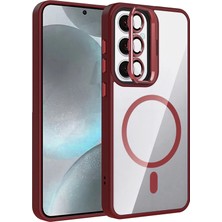 sbodurhome   Samsung Galaxy S24 Fe Remim Lensli Magsafe Standlı Kapak - Bordo