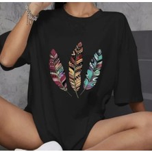 Guzu & Çarşı Unisex Bisiklet Yaka Baskılı Oversize T-Shirt - Siyah