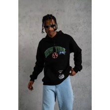 Guzu & Çarşı Erkek Baskılı Kapüşonlu Sweatshirt - Siyah