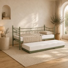 Unimet Daily Yavrulu Karyola Daybed Tek-Çift Kişilik Karyola+Yatak Seti Yeşil