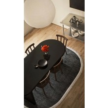 Halı Special Aheste-Antrasit-Oval-Salon-Oturma Odası-Koridor-Mutfak-Modern-Kilim-Yıkanabilir-Robot Süpürge-Düz