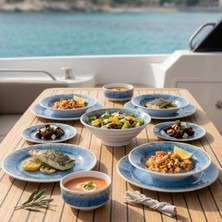Happy Chef Blue Iris 17 Parça Yemek Takımı, Çanta Hediyeli, Thermoset Melamin
