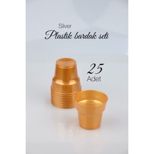 Ezupack 25'li 180 cc Altın Renk Lüx Sert Plastik Parti Bardak Doğum Günü Sunum Davet Nişan Söz Akrilik Mika