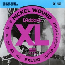 D'Addario Daddario EXL120 Elektro Gitar Tel Set Super Light 009-042