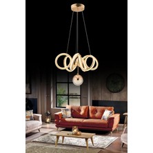 SEBA AYDINLATMA Kuzey Yıldızı Gold Küre LED Kumandalı (Beyaz, Sarı, Gün Işığı) Salon Oturma Odası Avize SB-LD-559