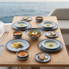 Happy Chef Grey Quartz 17 Parça Yemek Takımı, Çanta Hediyeli, Thermoset Melamin