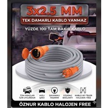 DC-ELEKTRO Öznur Kablo Halojen Free Evde Araç Şarjı Uyumlu (12-50 Metre) (3x2.5mm % 100 Tam Bakır Tek Damarlı) Holejen Free Kauçuk Fişli Uzatma Seyyar