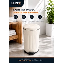Umbex Plus 16 Lt Amortisörlü Krem Renk Yavaş Kapanır Çöp Kovası Banyo ve Mutfaklarınızda Kullanıma Uygun  Iç Kovalı