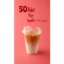 Ezupack 50'Li 350 cc Kapaklı Sert Plastik Bardak Pet Bardak Limonata Soğuk Içecek Kahve Latte Bardağı
