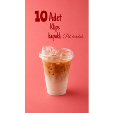10LU 350 cc Kapaklı Sert Plastik Bardak Pet Bardak Limonata Soğuk Içecek Kahve Latte Bardağı