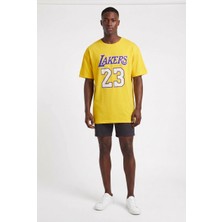 Usa Basketball Lakers 23 Sarı Oversize Erkek T-Shirt 141947