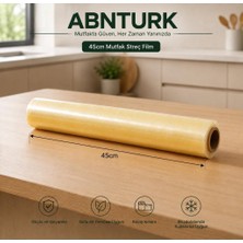 Abnturk 1 Adet 45X170M Gıda Için Kolay Yapışan Streç Film-Yemekçiler Çiğköfteciler Mutfak Rulo Streç