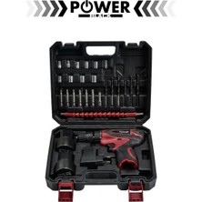 Power Black Metal Şanzıman Çift Akülü Bakır Sargı 21 Parça Şarjlı Matkap Akülü Vidalama Matkap