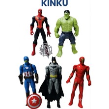Kinku Spiderman Hulk Kaptan Amerika Batman Ironman 17 cm Işıklı Figürler Set