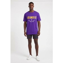 Usa Basketball Los Angeles Mor Erkek Oversize T-Shirt 141941