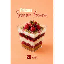 Ezupack Kübik Prizma Mika Magnolya Bardağı Kase Plastik Şeffaf Sunum Kabı 200CC 20ADET Tatlı&meze Salata