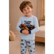 Koza İç Giyim Erkek Çocuk Pamuklu Baskılı Uzun Kollu Uzun Alt Pijama Takımı