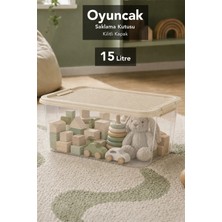 Meleni Baby Oyuncak Düzenleyici Kutu - Kilit Kapaklı Bebek Çocuk Odası Eşya Depolama Organizeri 15LT Bej
